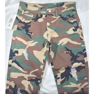 Fredd Marshall Kid's Youth Camo Distressed Ripped Stretch Jeans - Size 14